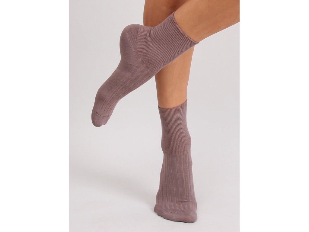 Ponožky se žebrováním Bertha fialové