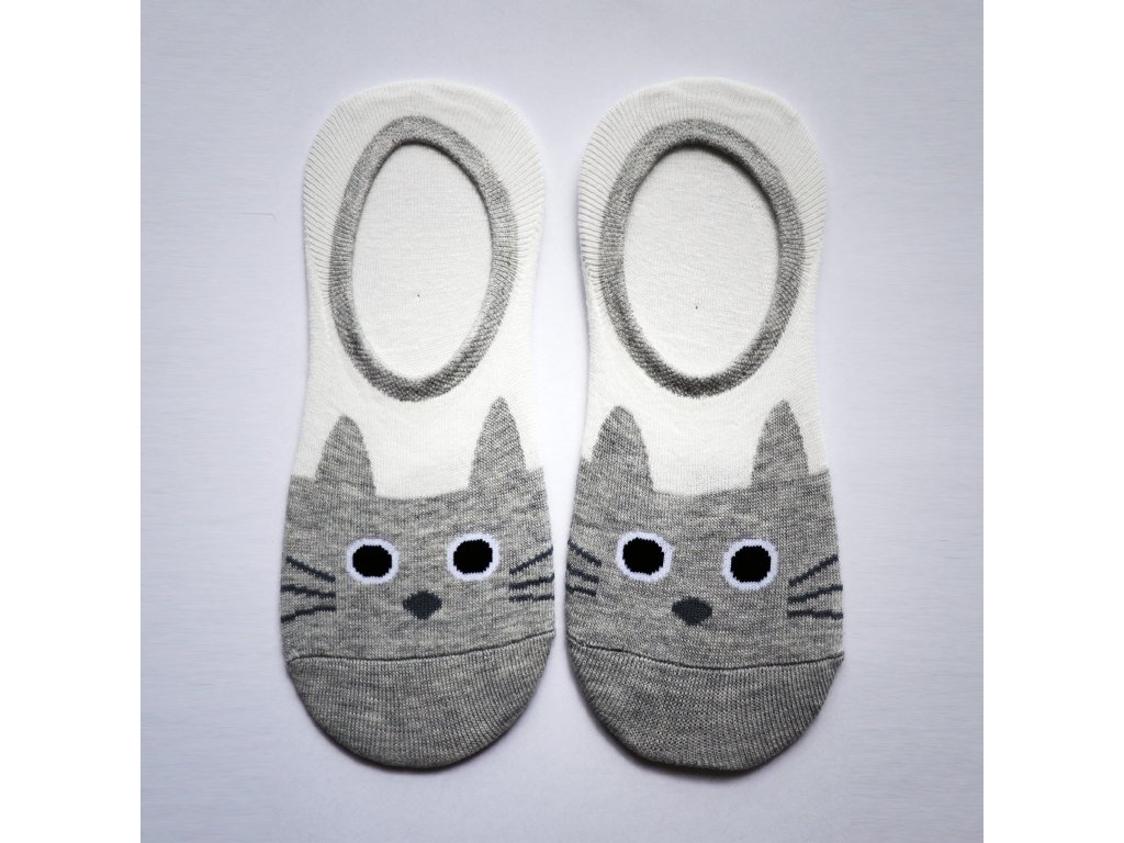Ponožky ťapky s kočičkou Caryl - sada 3 páry - šedé