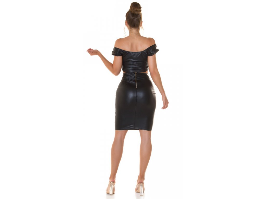 Pouzdrová wetlook sukně Paisley černá