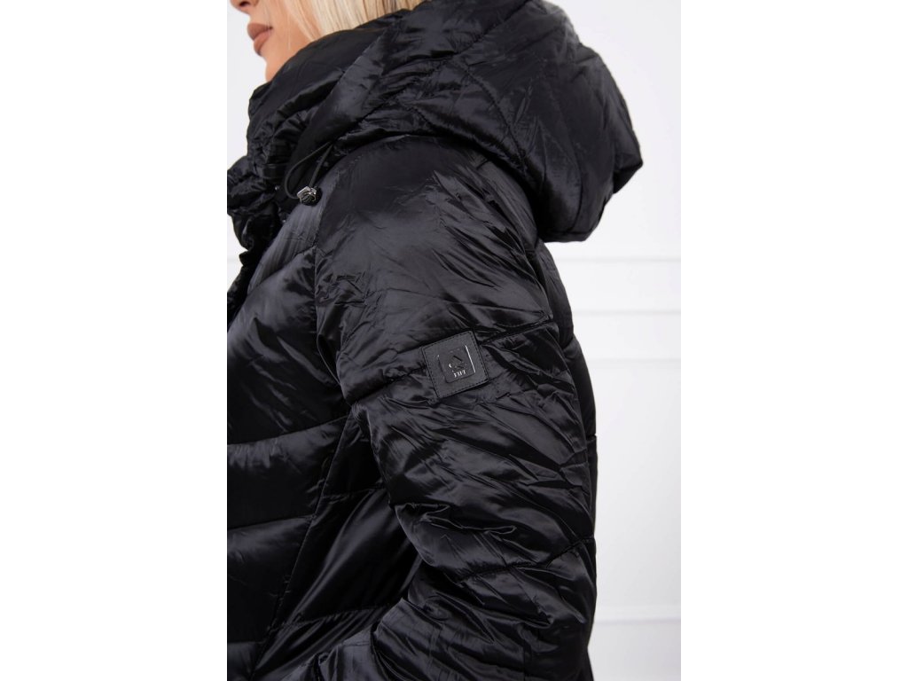 Prošívaná dlouhá zimní bunda Blair lesklá černá