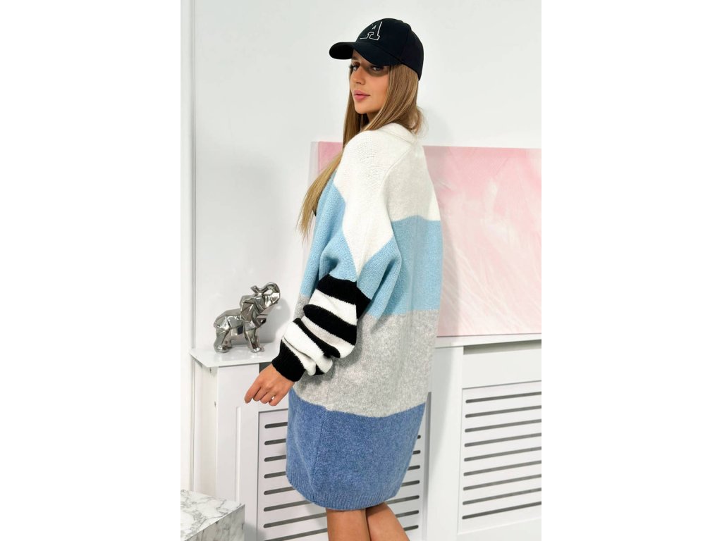 Pruhovaný cardigan Kathleen modrý/šedý