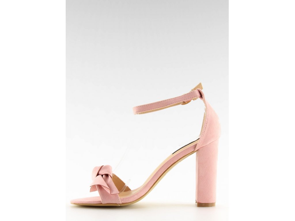Sandály na podpatku s mašlí Agas růžové