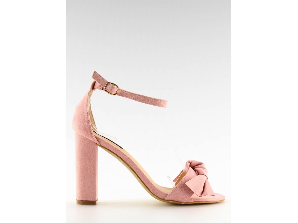 Sandály na podpatku s mašlí Agas růžové