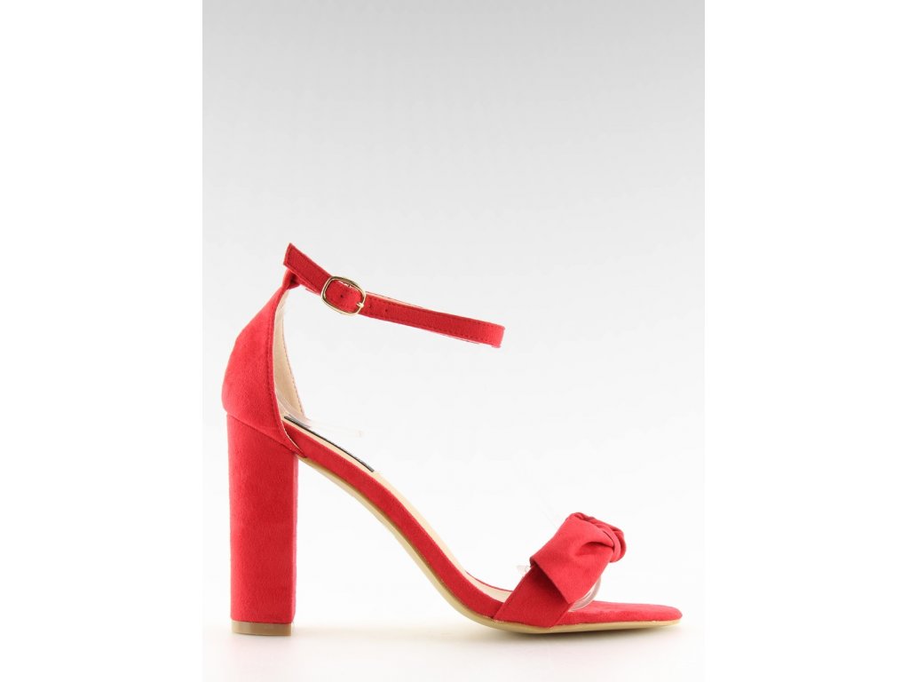 Sandály na podpatku s mašlí Margot červené