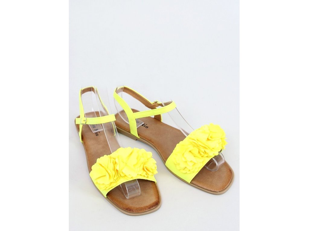 Sandály s květinami Dindraine žluté