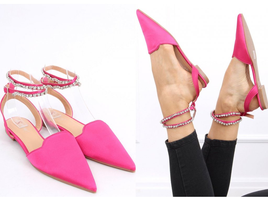 Sandály se špičkou a kamínky Audrey růžové