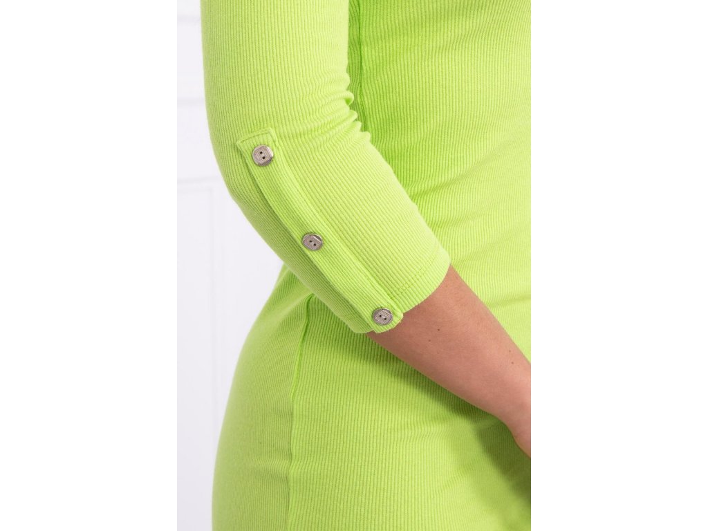 Šaty s knoflíky na rukávech Basemath zelené