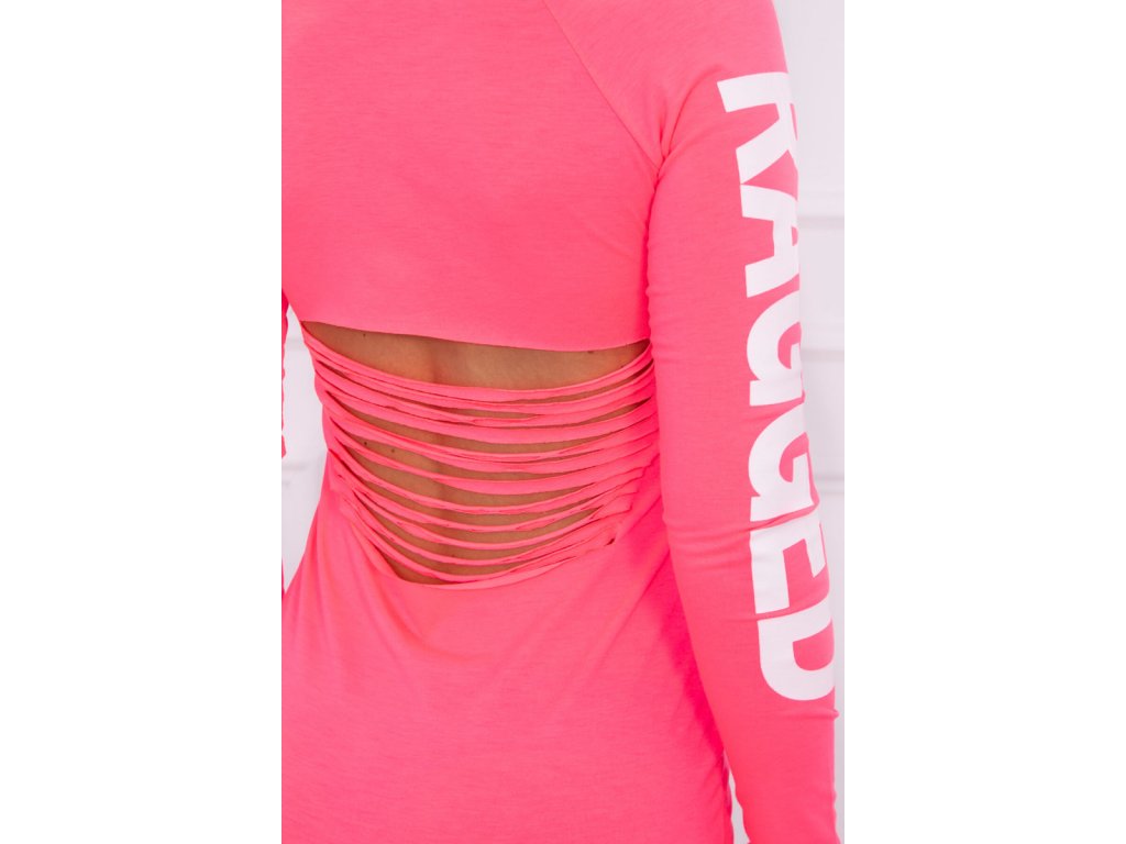 Šaty s průstřihy na zádech Merrill neonově růžové