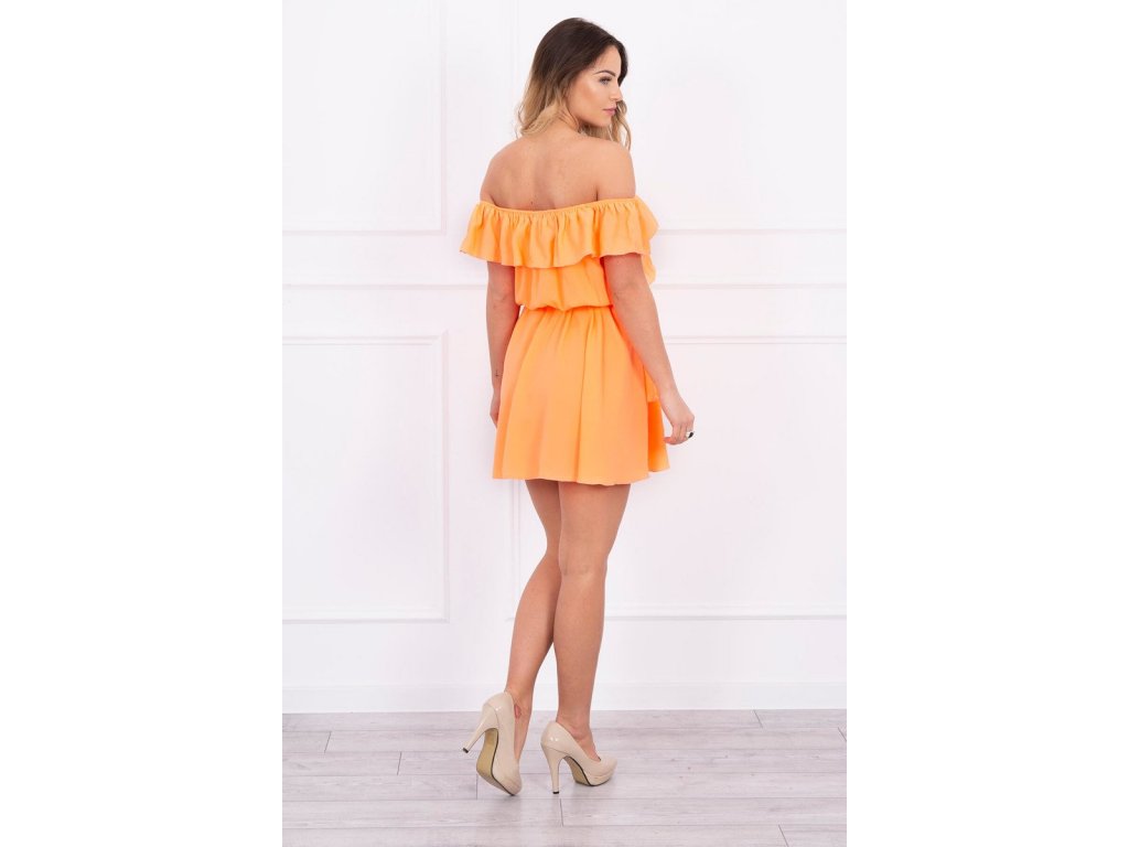 Šaty s rozšířenou sukýnkou a volánky Brier neonově oranžové