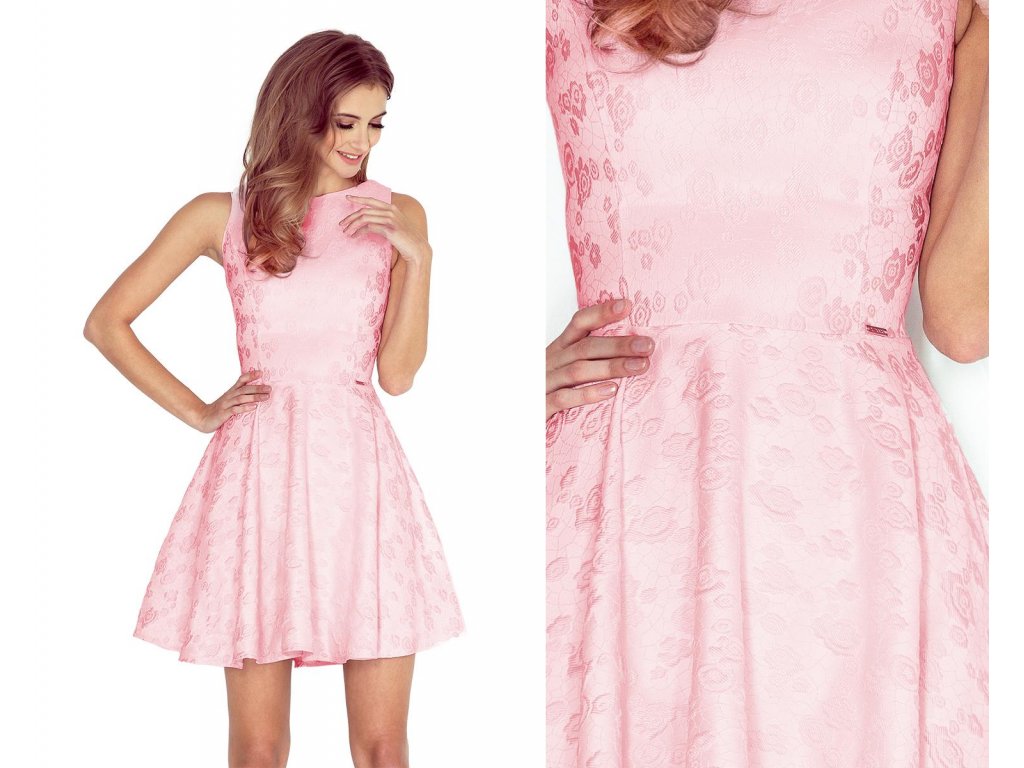 Šaty s rozšířenou sukýnkou Alphonsine pastelově růžové