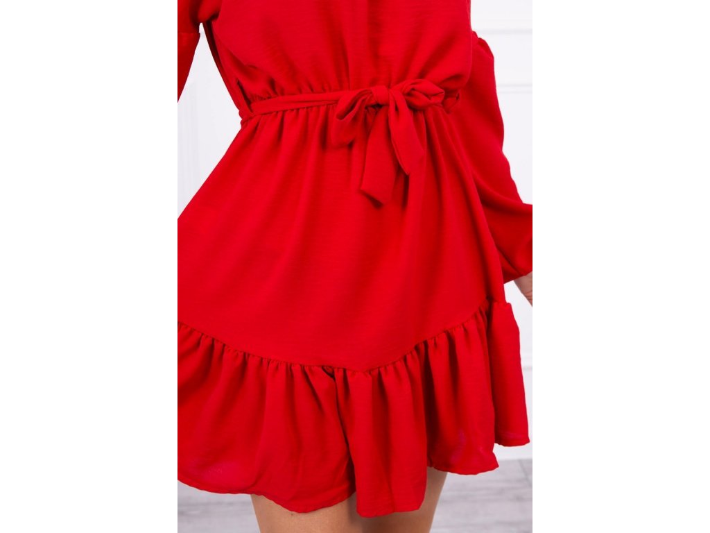 Šaty s volánkem Kaycee červené