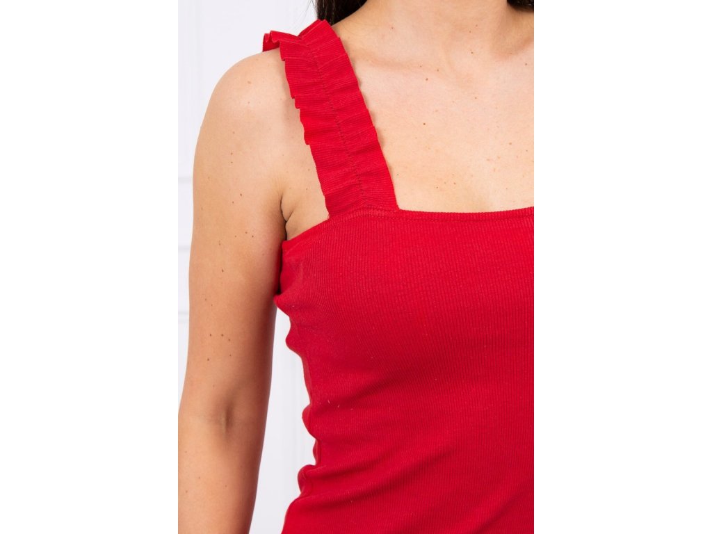 Šaty s volánkovými ramínky Peronelle červené