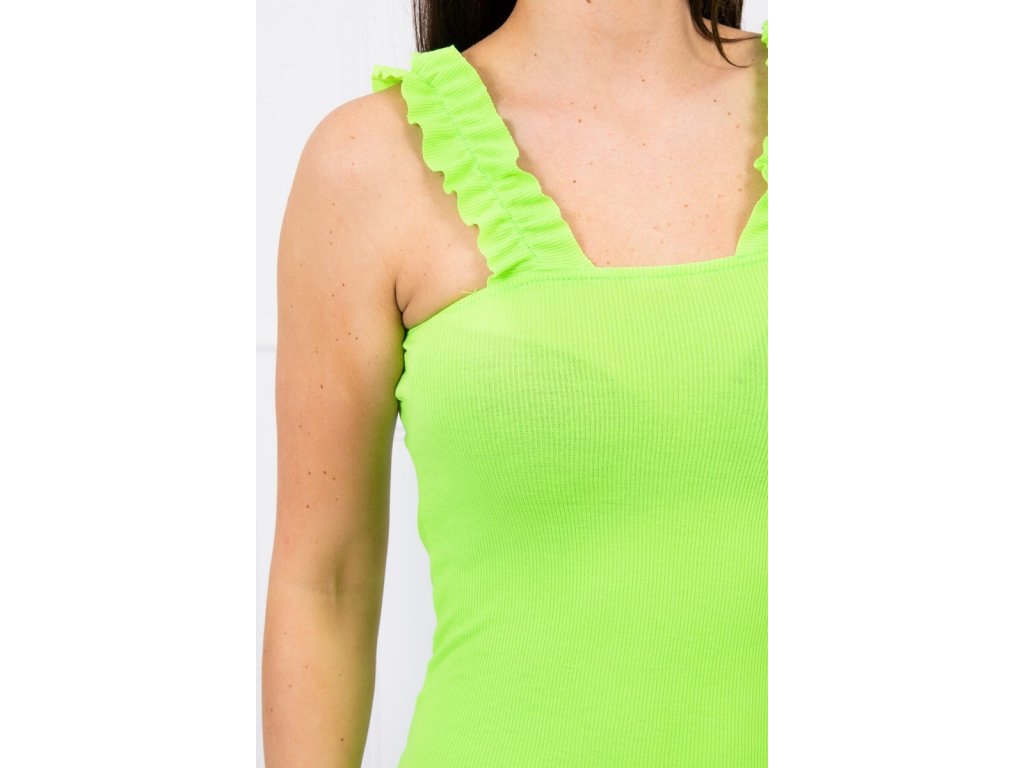 Šaty s volánkovými ramínky Peronelle neonově zelené