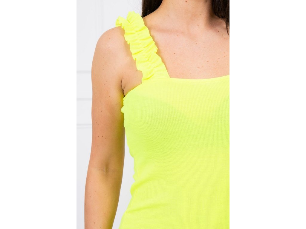 Šaty s volánkovými ramínky Peronelle neonově žluté