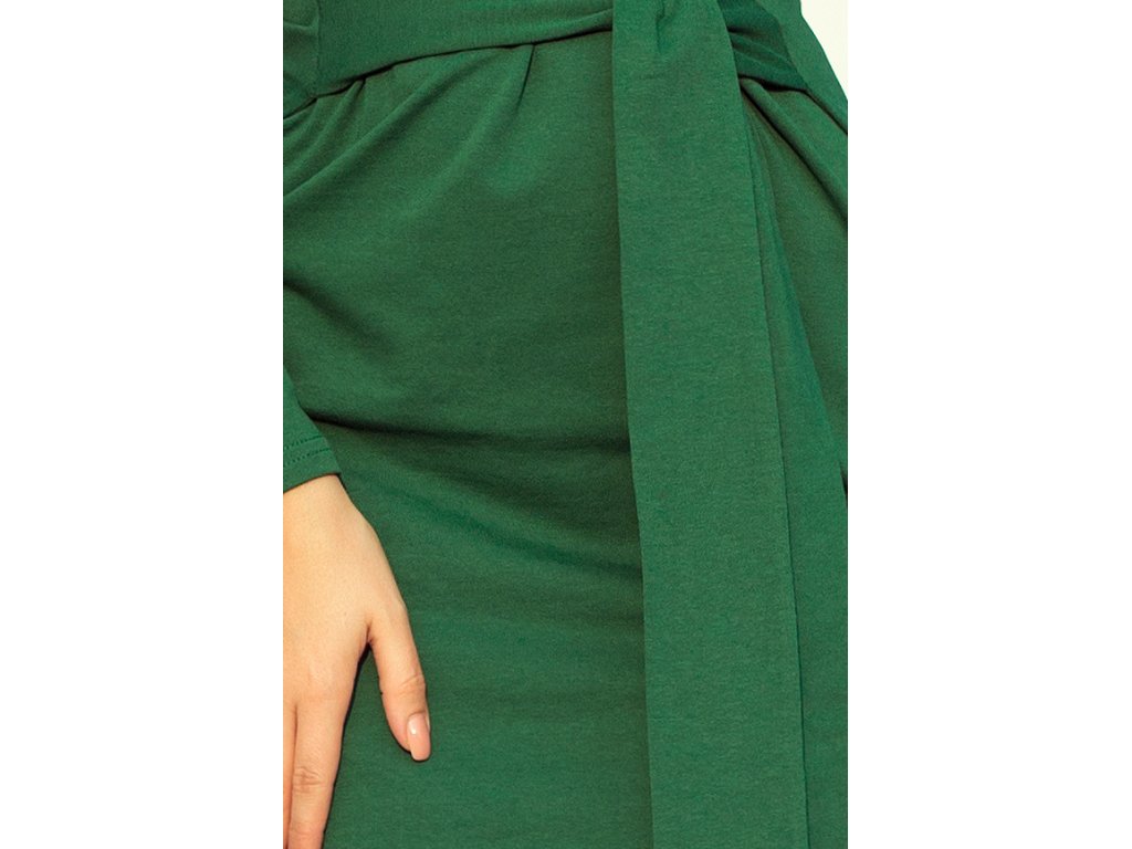 Šaty se širokým páskem Marshan tmavě zelené