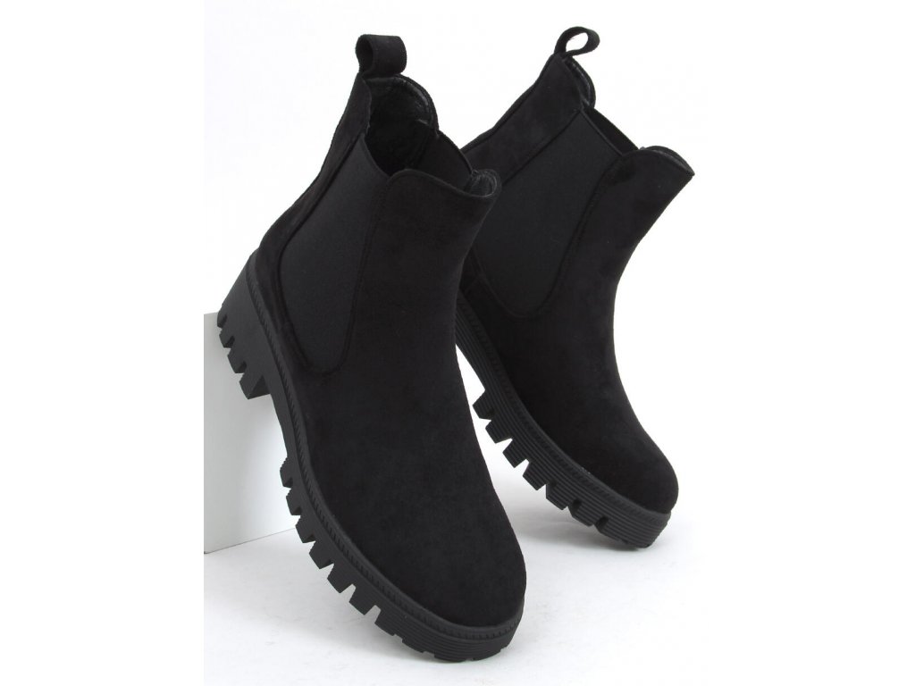 Semišové kotníkové boty Yiesha černé