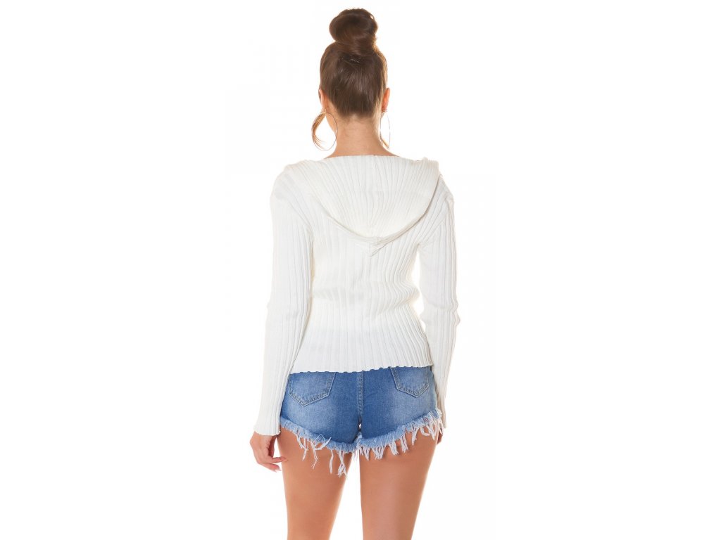 Set svetr na zip + crop top Lizzy bílý
