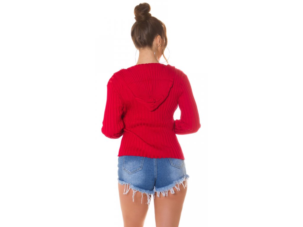Set svetr na zip + crop top Lizzy červený