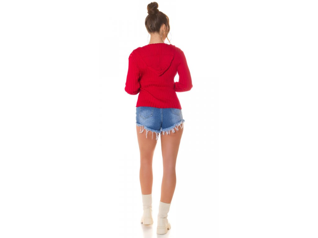 Set svetr na zip + crop top Lizzy červený