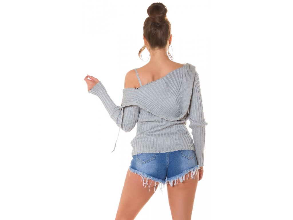 Set svetr na zip + crop top Lizzy šedý