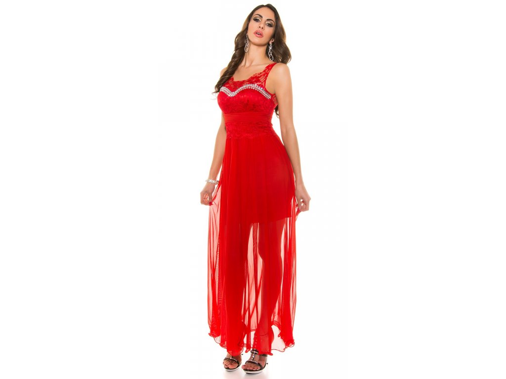 Společenské dlouhé šaty Červené