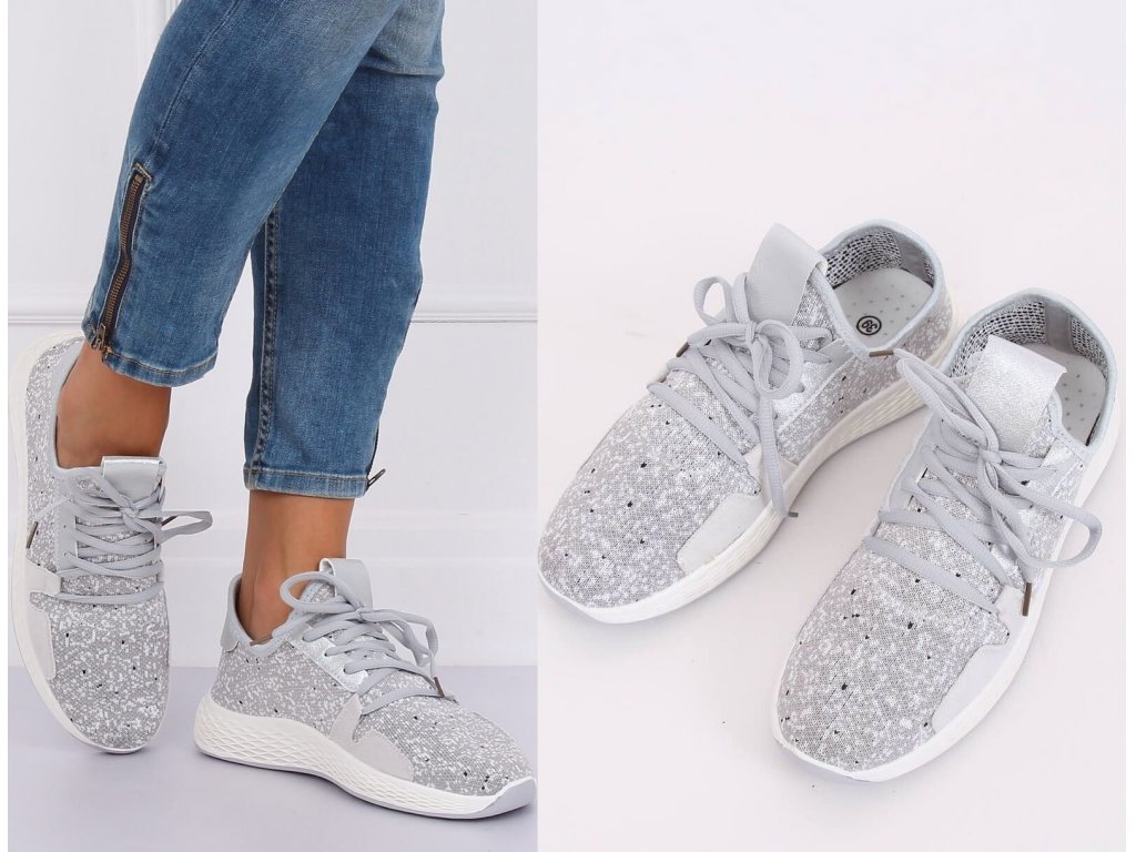 Sportovní boty se třpytkami Chanel šedé