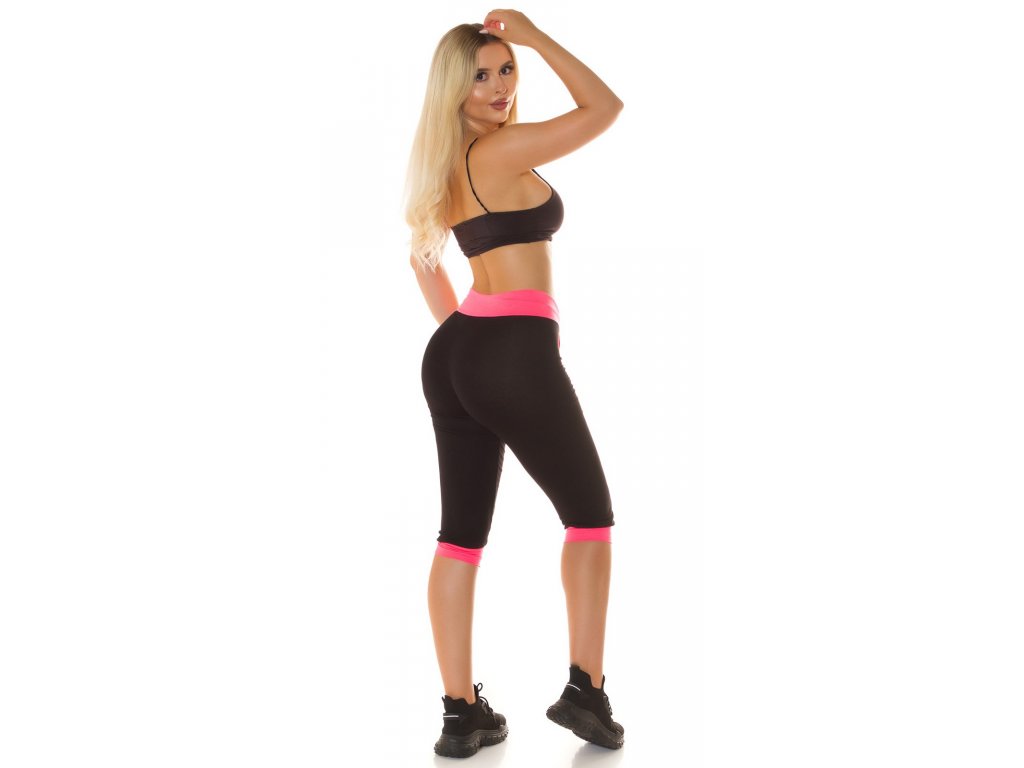Sportovní capri kalhoty Koucla černé/růžové