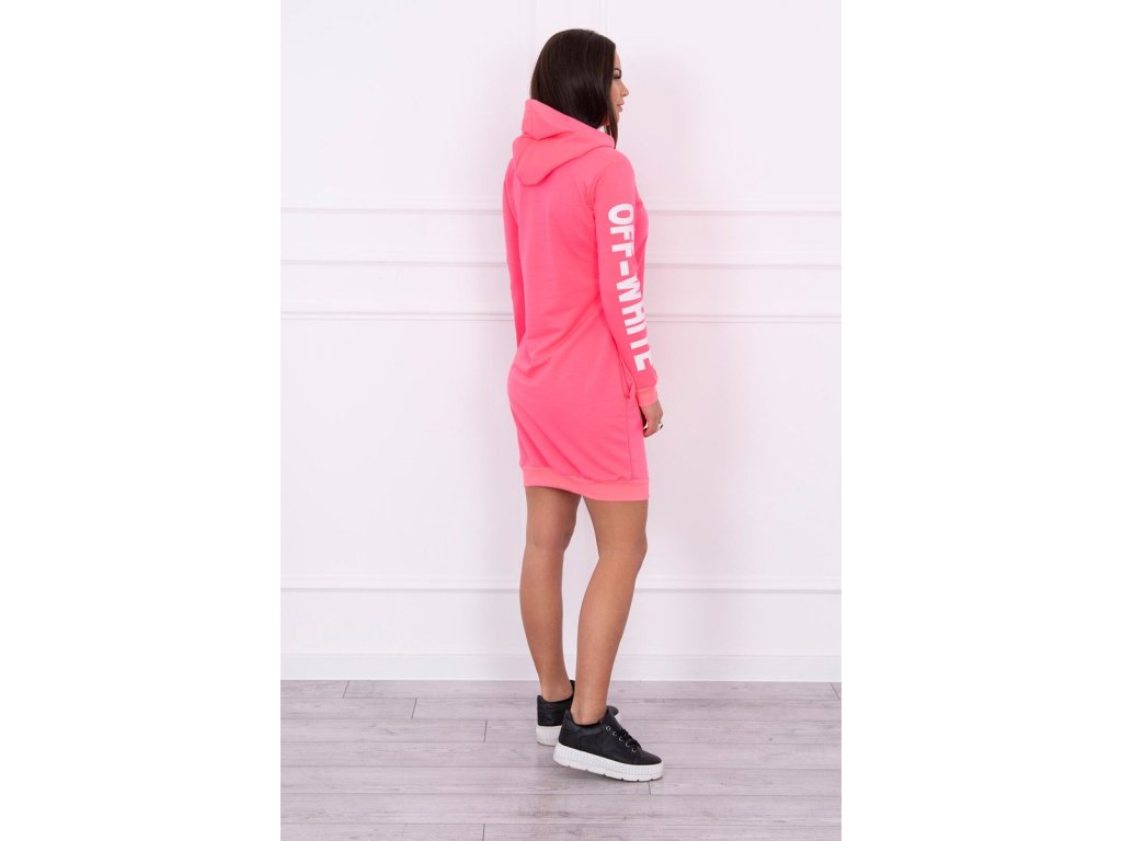 Sportovní šaty s kapucí Anna neonově růžové