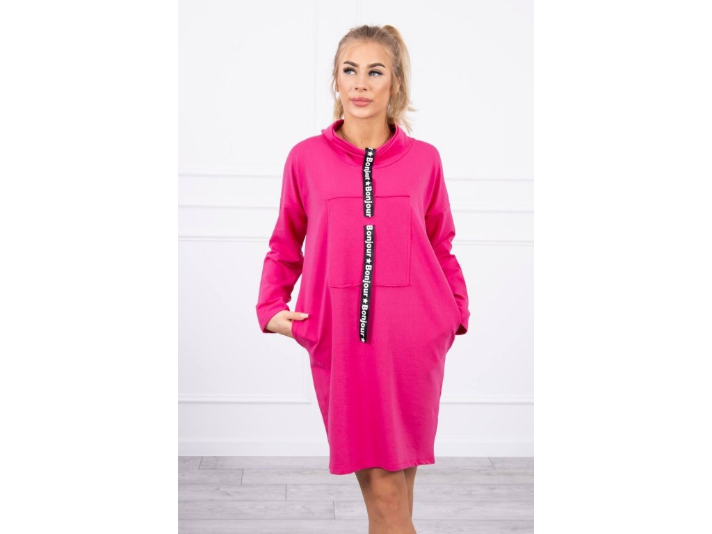 Stylové šaty s dlouhými rukávy Vickie fuchsiové