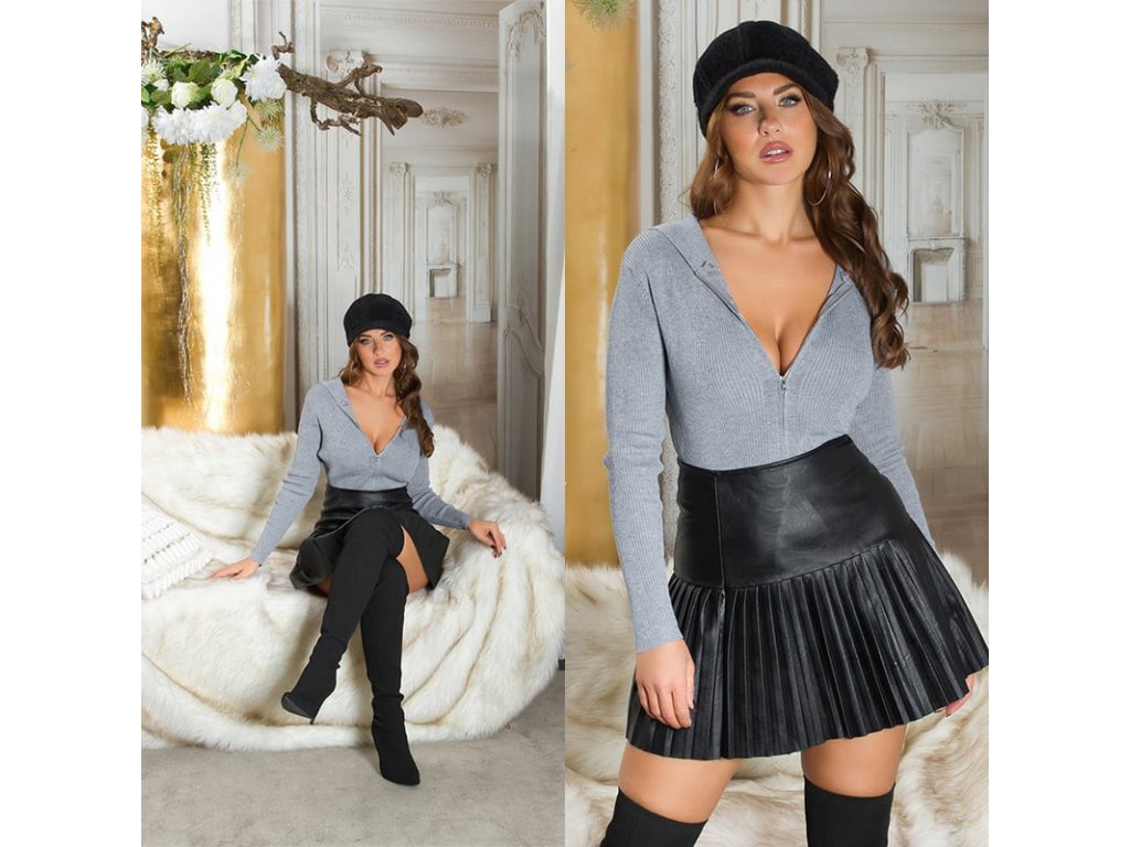 Svetr s kapucí na zip Ashlyn šedý