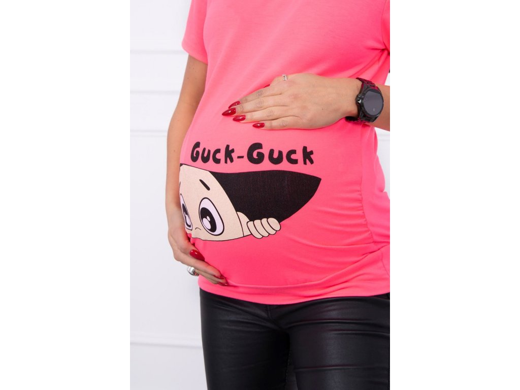 Těhotenské tričko Lallie neonově růžové