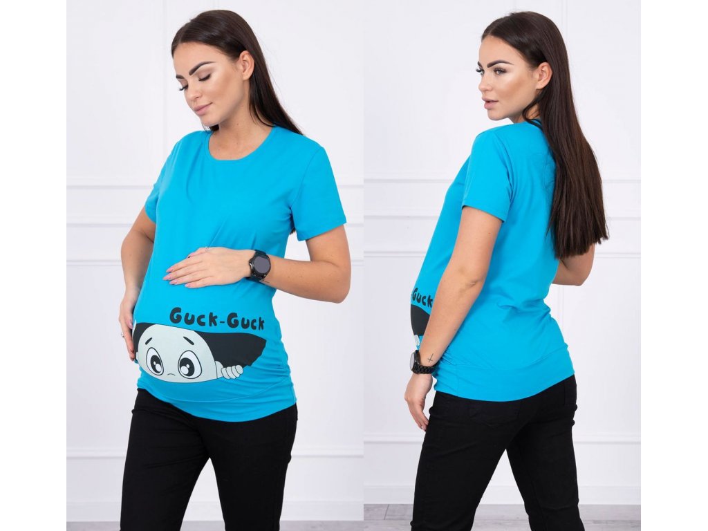 Těhotenské tričko Lallie tyrkysové