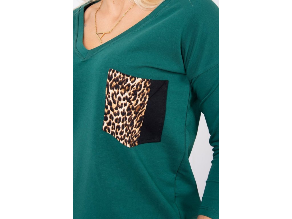 Teplákovka s leopardím vzorem Roni zelená