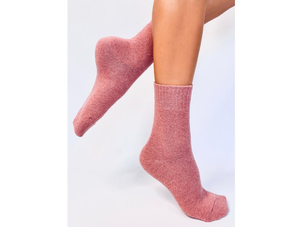 Teplé vlněné ponožky Ashling tmavě růžové