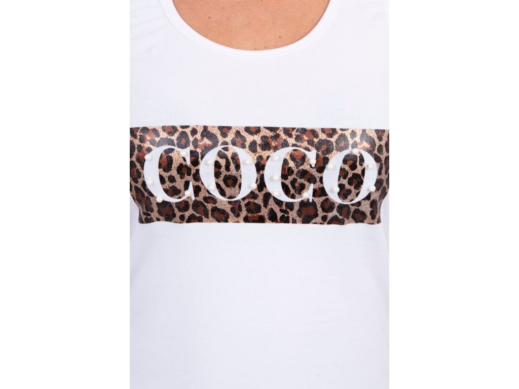 Tílko s leopardím nápisem COCO bílé