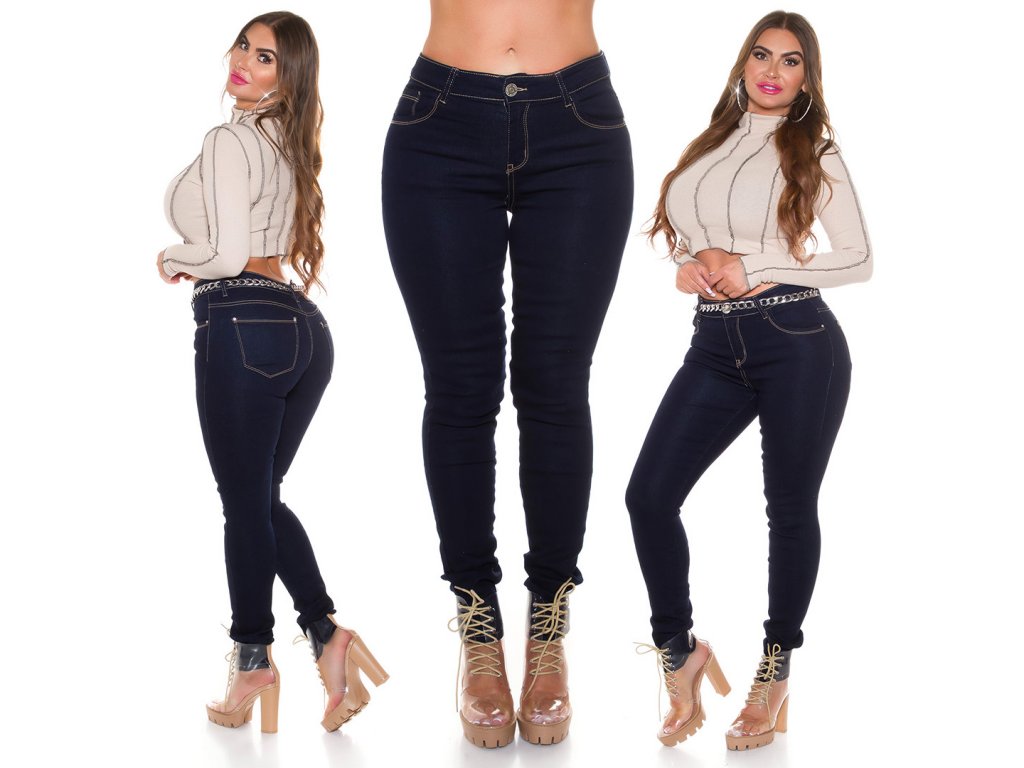 Tmavé džíny s kontrastním švem Janey