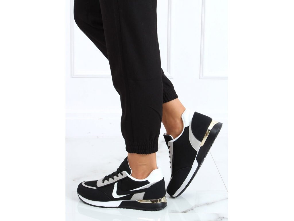 Trendy sportovní boty Olive černé/bílé/šedé