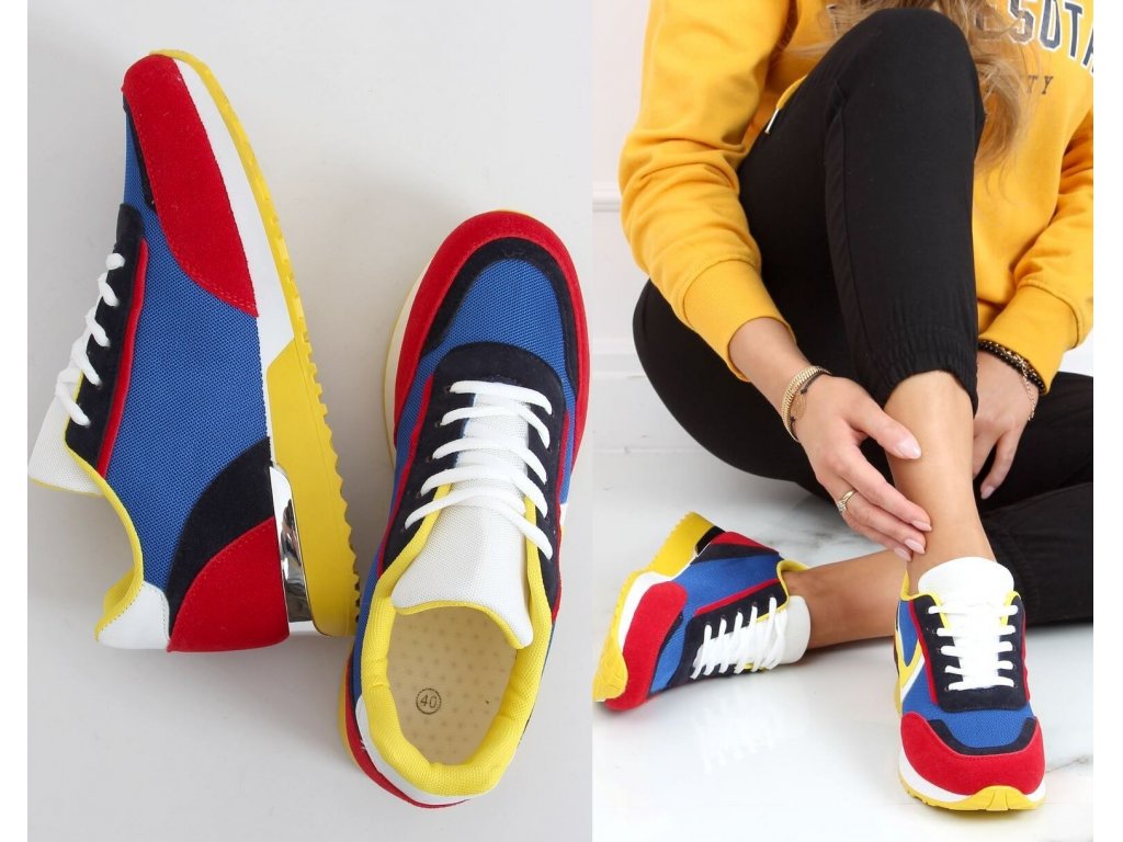 Trendy sportovní boty Olive modré/červené/žluté