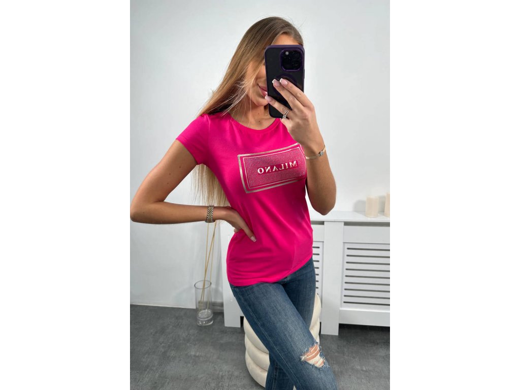 Tričko Milano s kamínky Linda fuchsiové