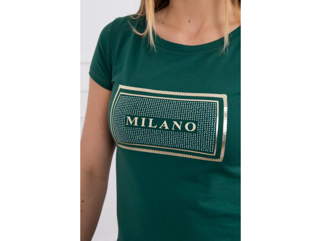 Tričko Milano s kamínky Linda tmavě zelené