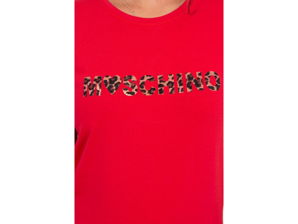 Tričko s leopardím nápisem MOSCHINO červené