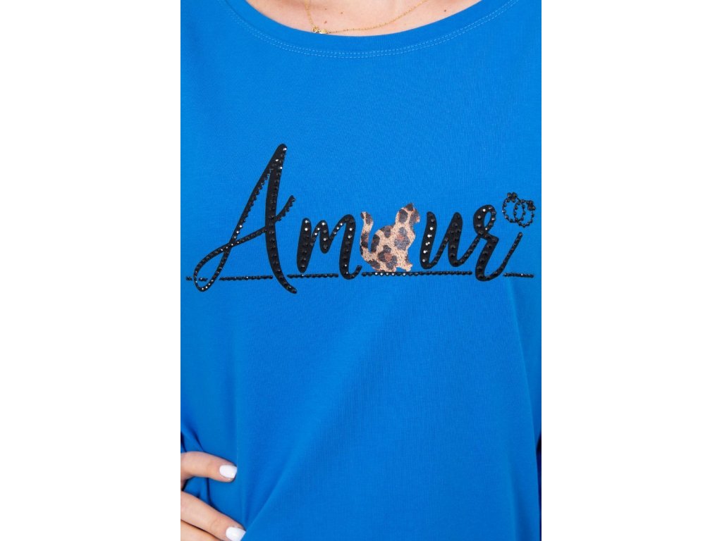 Tričko s nápisem Amour královsky modré