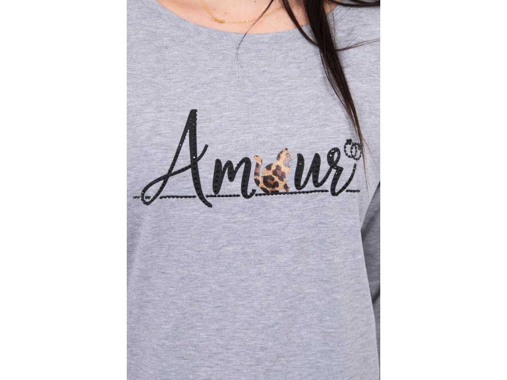 Tričko s nápisem Amour šedé