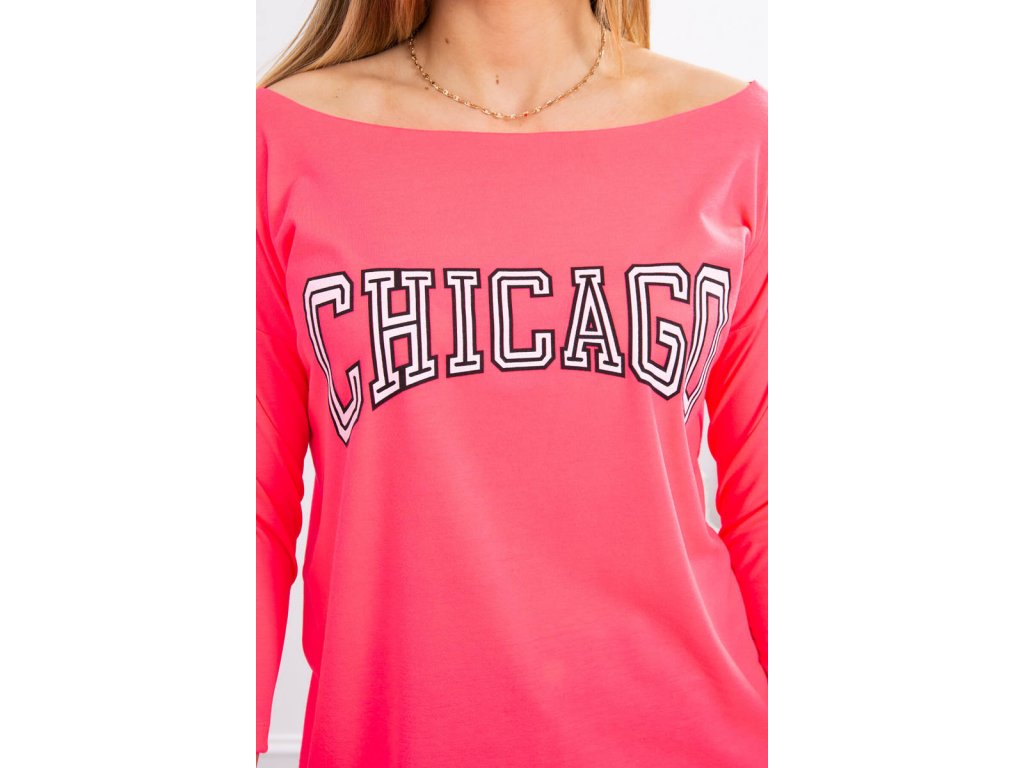 Tričko s nápisem CHICAGO Lyndsey neonově růžové