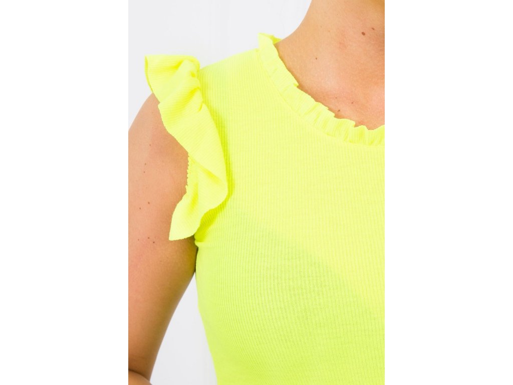 Tričko s volánky Mabelle neonově žluté