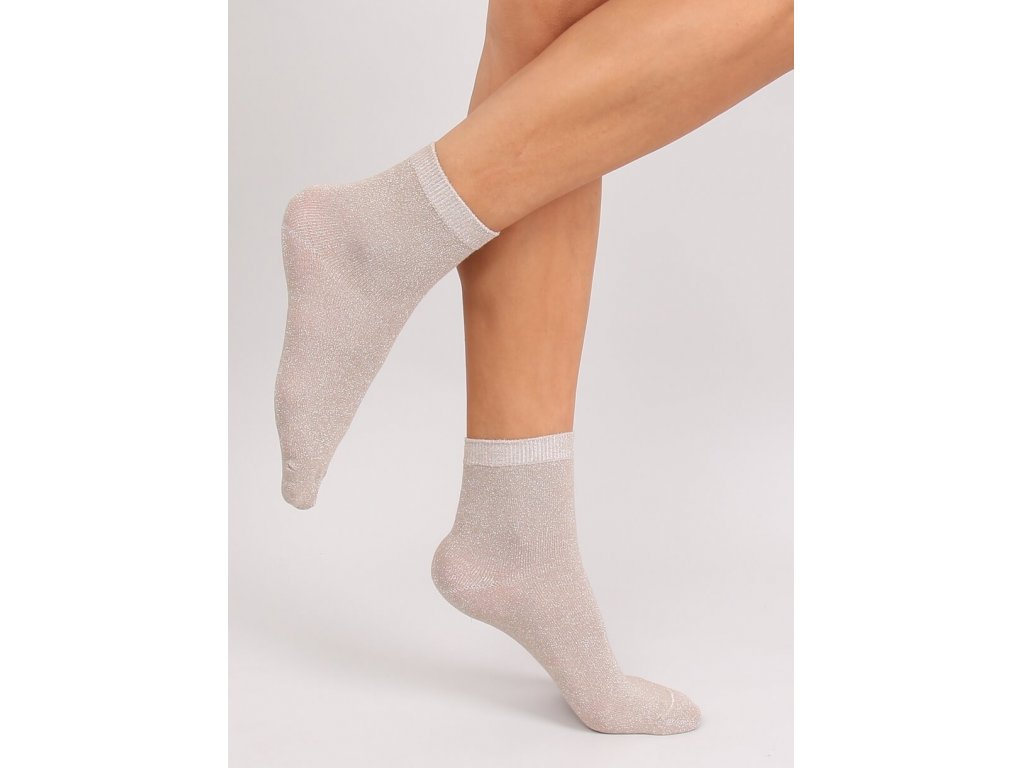 Třpytivé ponožky Cristina béžové