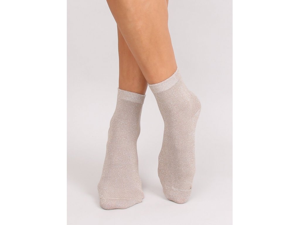Třpytivé ponožky Cristina béžové