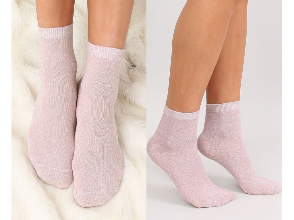 Třpytivé ponožky Cristina pudrově růžové