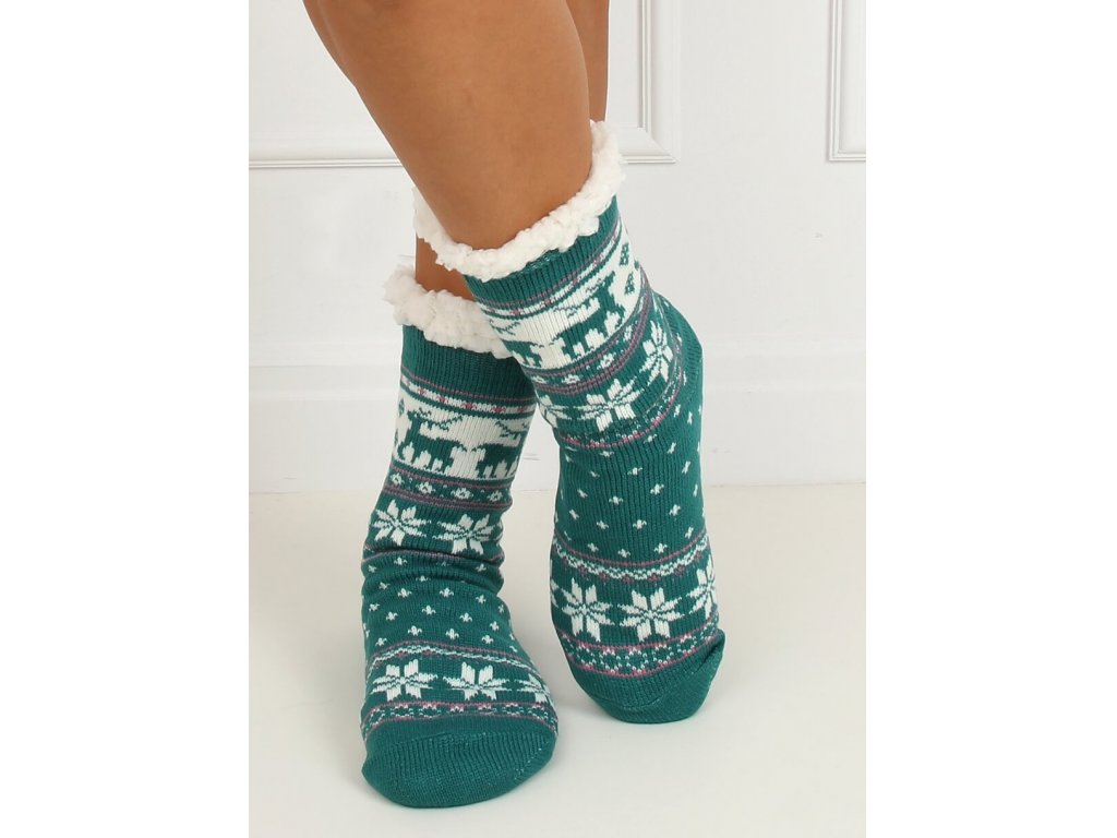 Vánoční ponožky s beránkem Rebecca zelené
