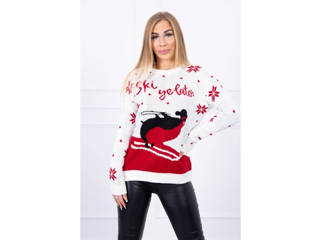 Vánoční svetr s tučňákem Mahala ecru